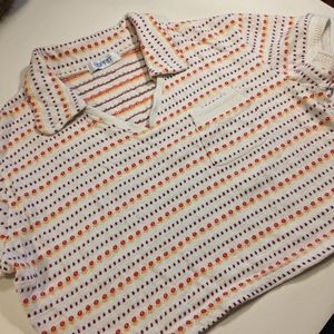 Absolutely Adorable Vintage Esprit Flower Stripe Pattern Polo Crop Top, S
